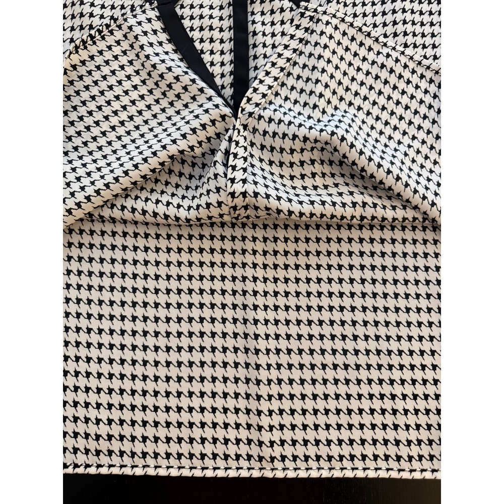 Maggie Barnes Houndstooth Bow Blouse Womens Size 28 Button-Down Holiday Office - Picture 8 of 13